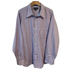 Paul Fredrick Dress Shirt Mens Size 17.5 - 36 Red White Blue Check Long Sleeve